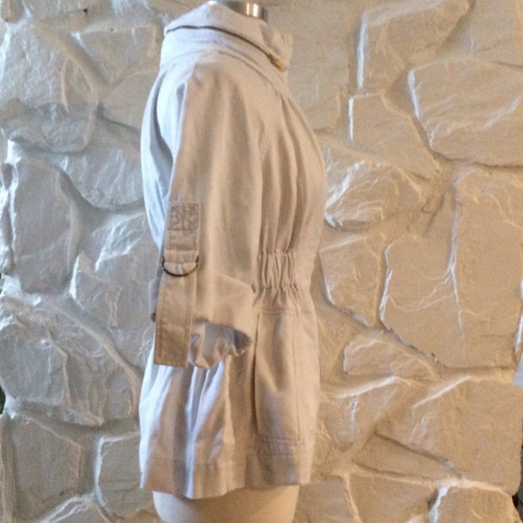 French Connections White Zip Jacket Enclosed Hood - Picture 5 of 7
